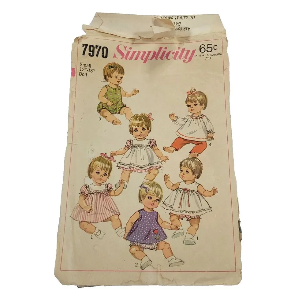 Vtg Simplicity Doll Clothing Sewing Pattern Lot 7970 / 9508